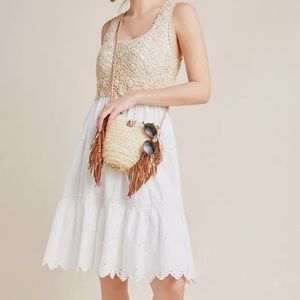 anthropologie brittney crochet top white eyelet dress